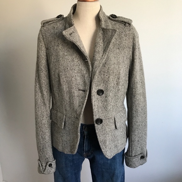 Gap - Grey Tweed Fitted Button up Jacket - Picture 7 of 10